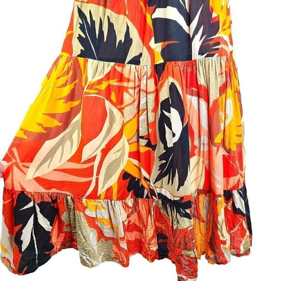 True Destinations Tropical Black Orange Seashell Tassled Cover up Dress - Picture 4 of 9